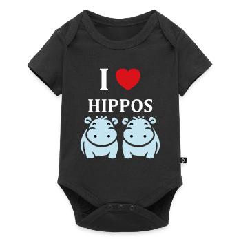 amour petit hippopotame - Body à manches courtes Premium Bébé - noir - Devant