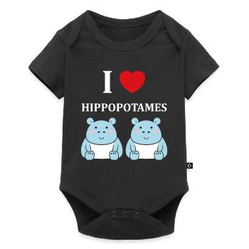 amour petit hippopotame - Body à manches courtes Premium Bébé - noir - Devant
