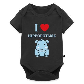 amour petit hippopotame - Body à manches courtes Premium Bébé - noir - Devant