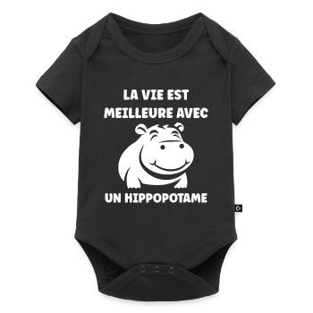 amour petit hippopotame - Body à manches courtes Premium Bébé - noir - Devant