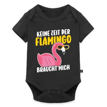 Keine Zeit der Flamingo braucht mich - Baby Premium Kurzarmbody - Schwarz - Vorne