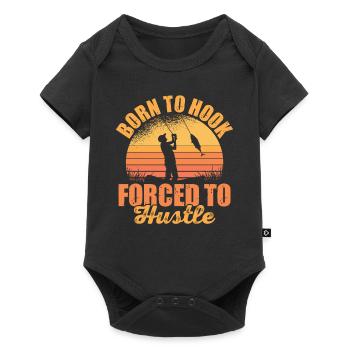 Born to Hook Forced to Hustle Retro Fishing Quote - Baby Premium Kurzarmbody - Schwarz - Vorne