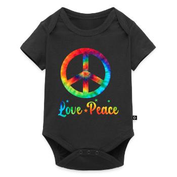 Peace Sign Love 60s 70s Costume Groovy Hippie - Baby Premium Kurzarmbody - Schwarz - Vorne