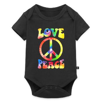 Peace Sign Love 60s 70s Costume Groovy Hippie - Baby Premium Kurzarmbody - Schwarz - Vorne