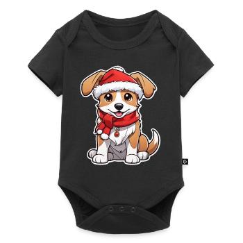 Dog with Christmas Hat - Baby Premium short-sleeve bodysuit - black - Front