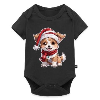 Dog with Christmas Hat - Baby Premium short-sleeve bodysuit - black - Front