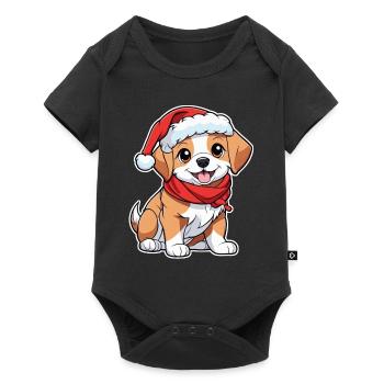 Dog with Christmas Hat - Baby Premium short-sleeve bodysuit - black - Front