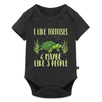 I Like Tortoises and Maybe 3 People Tortoise Turtl - Baby Premium Kurzarmbody - Schwarz - Vorne