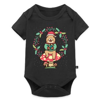Präriehund Auf Pilz-weihnachtskranz-nagetier - Baby Premium Kurzarmbody - Schwarz - Vorne