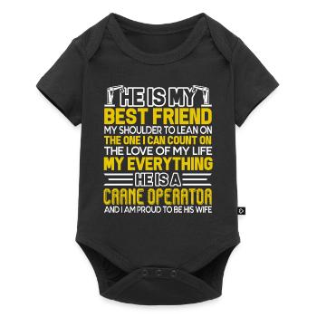 Crane Operator Proud To Be Crane Operator Wife - Baby Premium short-sleeve bodysuit - black - Front