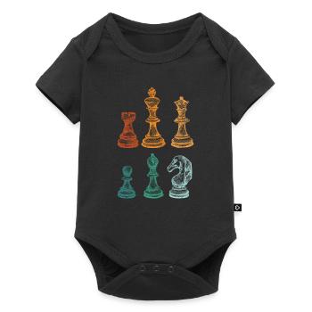 Schachspieler Stücke Retro Master Club Lustige - Baby Premium Kurzarmbody - Schwarz - Vorne