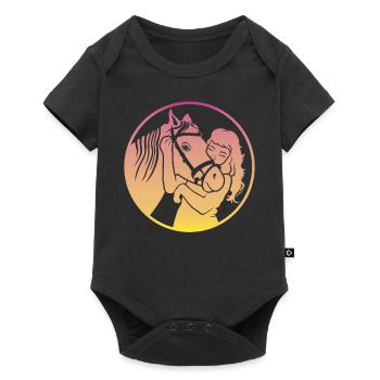 Étreinte radieuse du cheval harmonieuse - Body à manches courtes Premium Bébé - noir - Devant