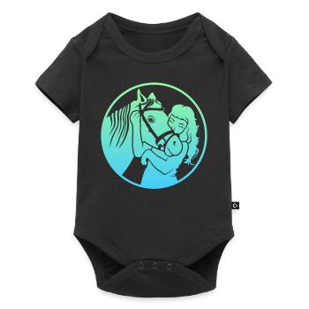 Étreinte radieuse du cheval harmonieuse - Body à manches courtes Premium Bébé - noir - Devant