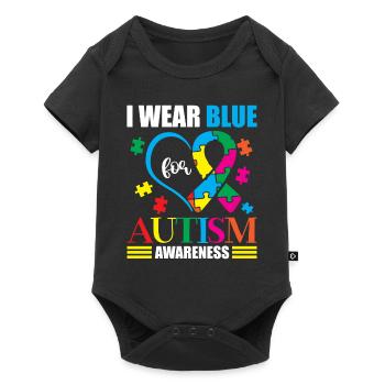 I'm wearing blue for autism awareness month - Baby Premium short-sleeve bodysuit - black - Front