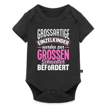 Ich Werde Große Schwester Geburt Nachwuchs Tochter - Baby Premium Kurzarmbody - Schwarz - Vorne