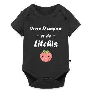 Fruit Humour petit litchi - Body à manches courtes Premium Bébé - noir - Devant