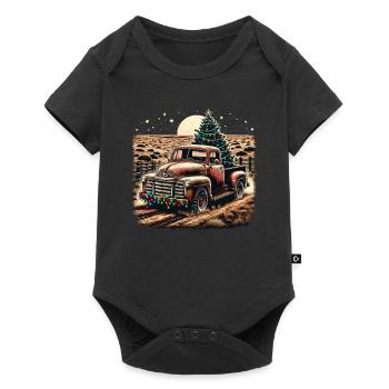 Vintage Christmas Truck - Tree And Fairy Lights - Baby Premium Kurzarmbody - Schwarz - Vorne