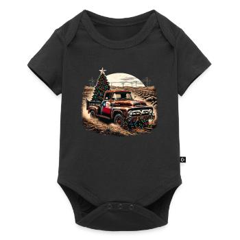 Vintage Christmas Truck - Tree And Fairy Lights - Baby Premium Kurzarmbody - Schwarz - Vorne