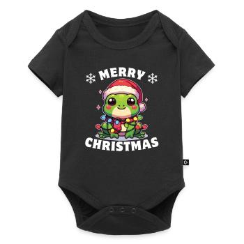 Père Noël chapeau Noël guirlandes lumineuses grenouille - Body à manches courtes Premium Bébé - noir - Devant