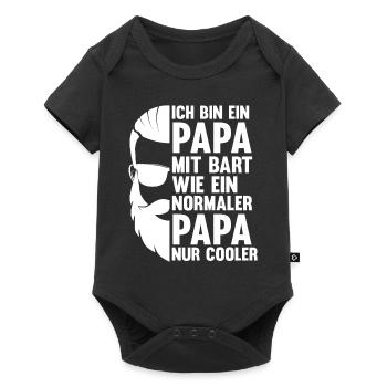 Papa Vater Bärtig Bartträger Schnurrbart Bart - Baby Premium Kurzarmbody - Schwarz - Vorne