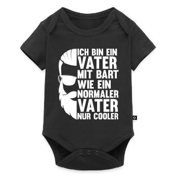 Papa Vater Bärtig Bartträger Schnurrbart Bart - Baby Premium Kurzarmbody - Schwarz - Vorne