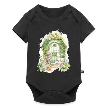 Floral Tea Garden Cottagecore Aesthetic Botanical - Baby Premium Kurzarmbody - Schwarz - Vorne