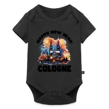 Happy New Year with fireworks in Cologne - Baby Premium short-sleeve bodysuit - black - Front