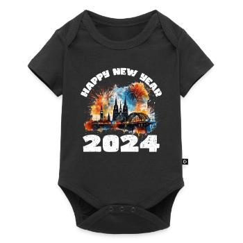 Happy New Year with fireworks in Cologne - Baby Premium short-sleeve bodysuit - black - Front