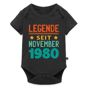 November 1980 Legende seit 43 Jahren Mann Frau - Baby Premium Kurzarmbody - Schwarz - Vorne