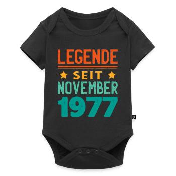November 1977 Legende seit 46 Jahren Mann Frau - Baby Premium Kurzarmbody - Schwarz - Vorne
