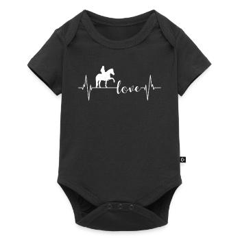 Le cœur du cavalier L’amour de la vie du cheval - Body à manches courtes Premium Bébé - noir - Devant