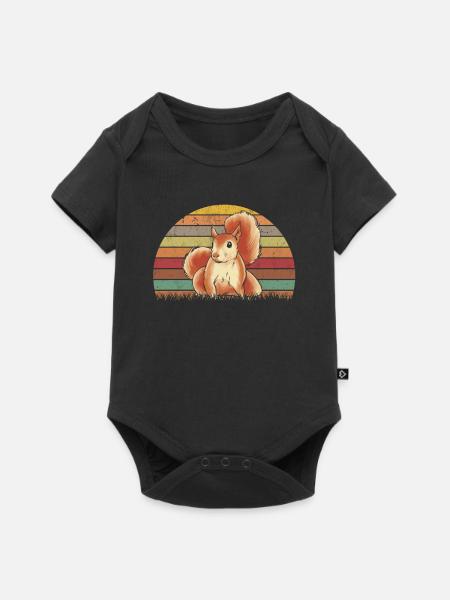 Eichhörnchen Retro Squirrel - Baby Premium Kurzarmbody - Schwarz