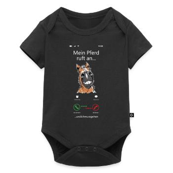 Pferd Reiter Pferdefan Pony Voltigieren Pferdespor - Baby Premium Kurzarmbody - Schwarz - Vorne