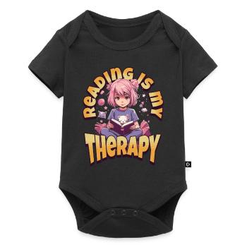 Reading is my Therapy Kawaii Girl for Bookworms - Baby Premium short-sleeve bodysuit - black - Front