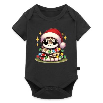 Père Noël chapeau Noël guirlandes lumineuses Python - Body à manches courtes Premium Bébé - noir - Devant