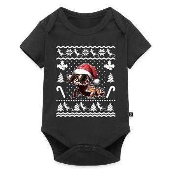 Drôle de léopard Gecko Noël Noël - Body à manches courtes Premium Bébé - noir - Devant