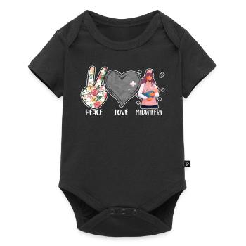 Nurse Midwife Birth Worker Peace - Baby Premium Kurzarmbody - Schwarz - Vorne