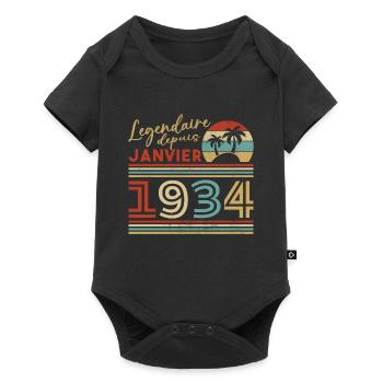 Cadeau D'anniversaire Nées En Janvier 1934 - Body à manches courtes Premium Bébé - noir - Devant