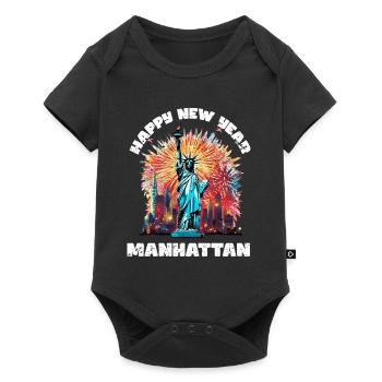 Happy New Year with fireworks in New York - Baby Premium short-sleeve bodysuit - black - Front