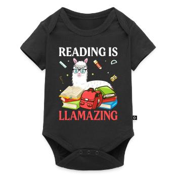 Reading is Llamazing- Llama gifts -Llama Tshirt - Baby Premium short-sleeve bodysuit - black - Front