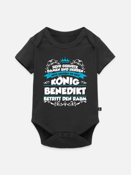 Benedikt Name Design - Baby Premium Kurzarmbody - Schwarz