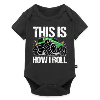 Rollender Monstertruck Abenteuer Drang - Baby Premium Kurzarmbody - Schwarz - Vorne