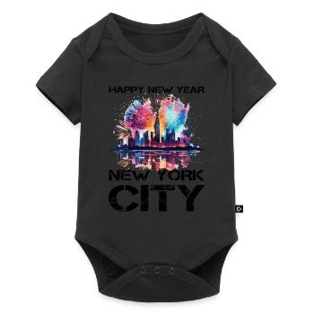 Happy New Year with fireworks in New York - Baby Premium short-sleeve bodysuit - black - Front