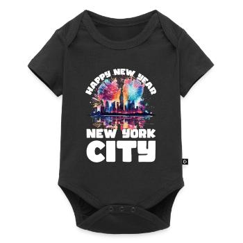 Happy New Year with fireworks in New York - Baby Premium short-sleeve bodysuit - black - Front