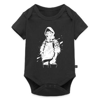 Le cool Cyberpunk Style Anime Boy Otaku de Shibuya - Body à manches courtes Premium Bébé - noir - Devant