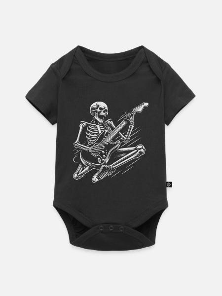 Skelett Gitarre Rock'n'Roll - Baby Premium Kurzarmbody - Schwarz