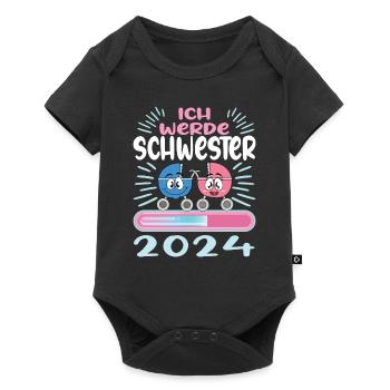 Schwester werden Schwester 2024 - Baby Premium Kurzarmbody - Schwarz - Vorne