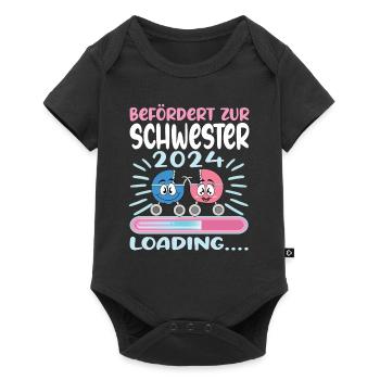 Schwester werden Schwester 2024 - Baby Premium Kurzarmbody - Schwarz - Vorne