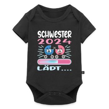 Schwester werden Schwester 2024 - Baby Premium Kurzarmbody - Schwarz - Vorne