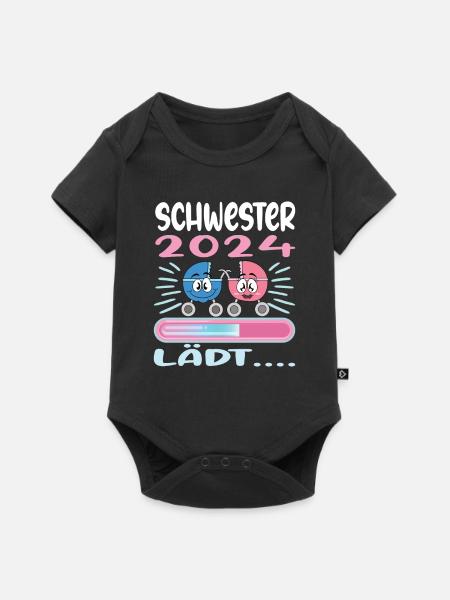 Schwester werden Schwester 2024 - Baby Premium Kurzarmbody - Schwarz